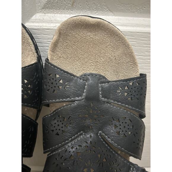 Croft & Barrow POPPINS Black Hook & Loop Slip On Sandals Slides Size 8.5 - Picture 6 of 7